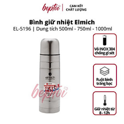 Bình giữ nhiệt nóng lạnh Elmich lõi Inox 304 tráng bạc 500 - 750 - 1000ml - Chất lượng Châu Âu