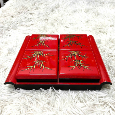 Khay hộp đựng bánh mứt sơn mài cao cấp Thanh Bình Lê, Khay cuốn