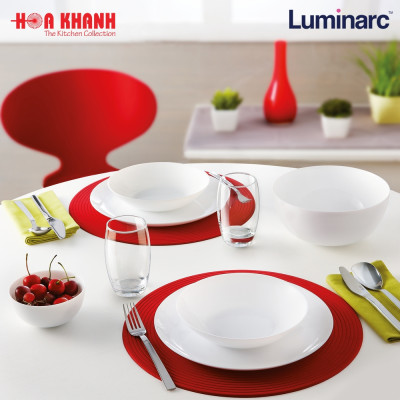 Đĩa Thủy Tinh Luminarc Diwali Trắng 19cm đựng thức ăn, cường lực, chịu nhiệt - Bộ 3 đĩa - N3603