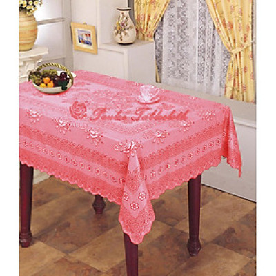 Khăn trải bàn PAULEE - 856B (150cm x 264 cm) KHÔNG THẤM NƯỚC - HOA VĂN ĐỎ ĐÔ.