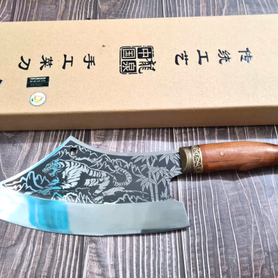 DAO BẾP - DAO THÁI CHẶT HOA VĂN HỔ MÃ A5 DT150 NT topcomshop vn