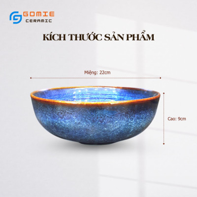 Bát Tô Nông Xanh Hoả Biến 22x9cm - Bát Tô Nông Cao Cấp