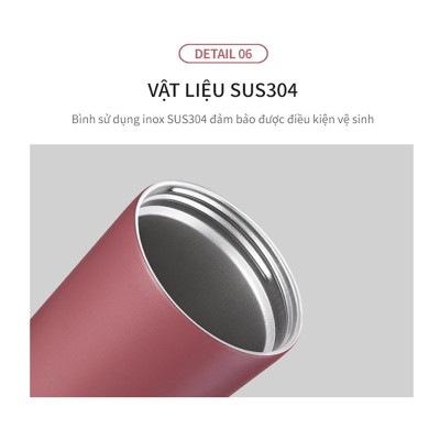 Bình giữ nhiệt Lock&Lock Bucket Tumbler Nắp bật không ống hút - Màu hồng LHC4269DPIK 540ml - Hàng chính hãng thép không gỉ quai xách tiện lợi - JoyMall