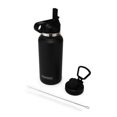 Bình Giữ Nhiệt Rinfere Với Combo 2 Nắp, Dụng Cụ Vệ Sinh Ống Hút (950ml) - Khắc Tên Theo Yêu Cầu