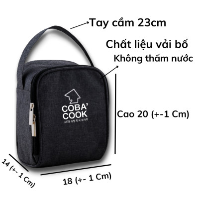 Túi đựng hộp cơm hình vuông logo COBA