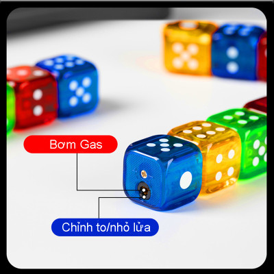 Vỏ Hột Quẹt Bật Lửa Khè Gas N-111 Hình 4 Viên Xúc Xắc Xí Ngầu Lộ Thiên Khò 1 Tia Xanh Cực Đẹp