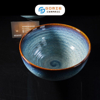 Bát Phở Cup Men Xanh Hoả Biến 17x9.5cm - Bát Phở Gốm Sứ Cao Cấp - Bát Phở Gốm Sứ Bát Tràng Hàng Cao Cấp