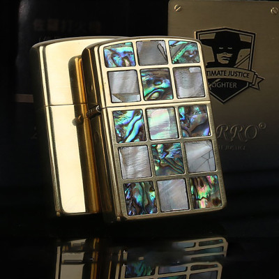 Vỏ Hột Quẹt Bật Lửa Xăng Đá Zorro Z91580, Z91568 Bằng Đồng Nguyên Chất Khảm Trai Nhiều Họa Tiết Cực Đẹp