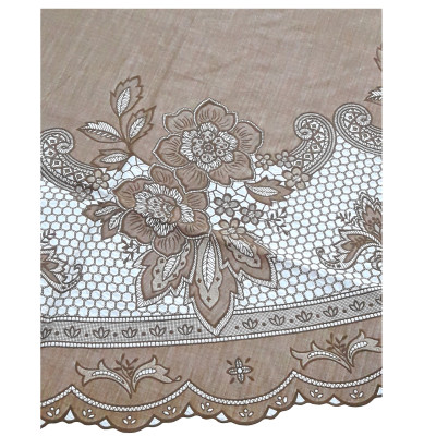 KHĂN TRẢI BÀN PAULEE FY116 TRÒN - ĐƯỜNG KÍNH 178 CM- HOA VĂN - MÀU NÂU -  KHÔNG THẤM NƯỚC.