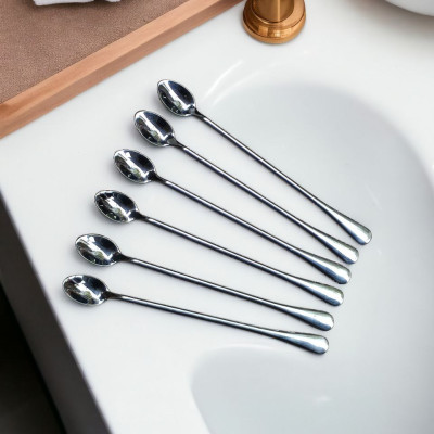 Sét 6 thìa muỗng cà phê khuấy đồ uống inox cao cấp - dài 24cm