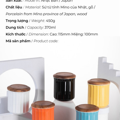 Hũ lọ sứ nắp gỗ Origami đựng cà phê trà 370ml