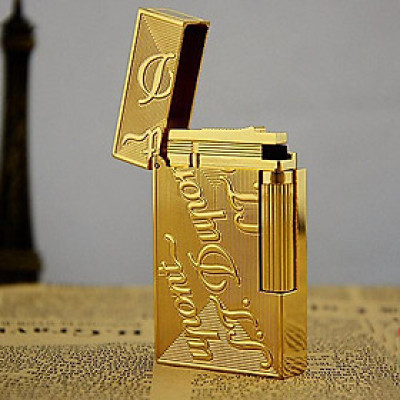 Vỏ Hột Quẹt Bật Lửa Upon Vàng Khắc Nổi Chữ S.T.Upon D05V Dùng Gas Dòng 2 Lỗ Tiếng Kêu Hay Cầm Chắc Tay - Dùng Gas Đá Cao Cấp