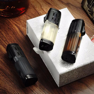 Vỏ Hột Quẹt Bật Lửa khò 3 tia nhìn rõ dung lượng gas kèm đục lỗ Lubinski SK44