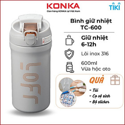 Bình giữ nhiệt 600ml có ống hút, ly giữ nhiệt nóng lạnh 6-12 tiếng không đổ mồ hôi, lõi inox 316 cao cấp - Hàng chính hãng