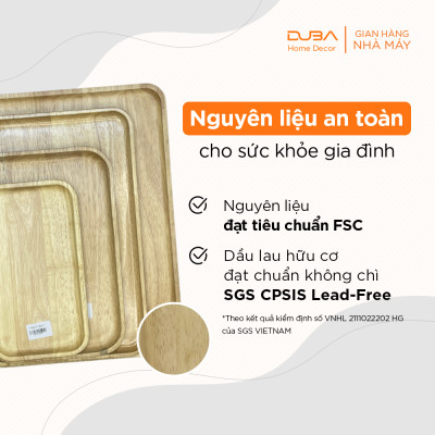 Khay trà gỗ, khay gỗ decor, thớt gỗ chữ nhật chuẩn an toàn xuất khẩu Châu Âu - Chính hãng DUBA