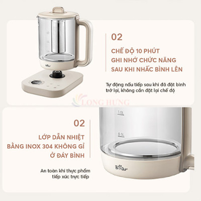Bình pha trà giữ nhiệt Bear SB-PT15K - Hàng chính hãng