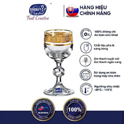 Bộ 2 ly uống rượu mạnh pha lê 050 ml Bohemia Tiệp Khắc mạ vàng 24 k