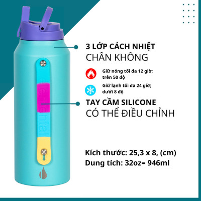 [Elemental chính hãng - Thương hiệu Mỹ] Bình giữ nhiệt Iconic Sport 946ml giữ nhiệt vượt trội, inox 304, an toàn sức khỏe, giá tốt, thương hiệu Mỹ