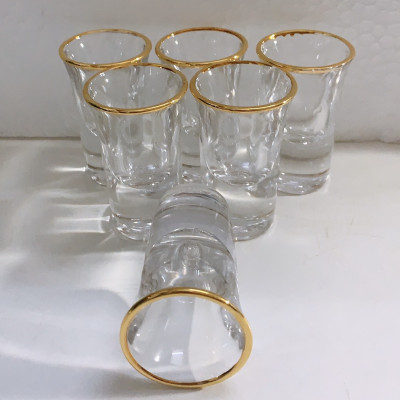 BỘ 6 LY RƯỢU THỦY TINH TEAPOS VIỀN VÀNG 20ML - ANTH694