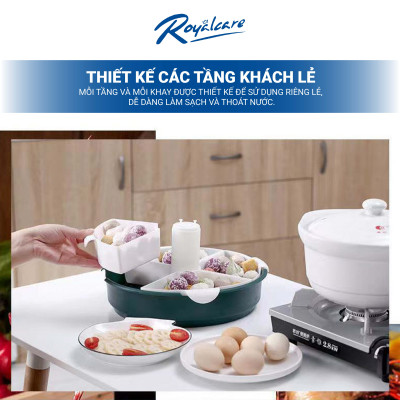Khay kệ đựng thực phẩm lẩu phân tầng xoay 360 độ Royalcare KL-2