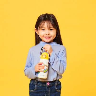 Bình giữ nhiệt Lock&Lock DIY Strap Tumbler 350ml màu xanh vàng LHC3283YEL - Hàng chính hãng, hoạ tiết dễ thương, đựng nước cho bé - JoyMall