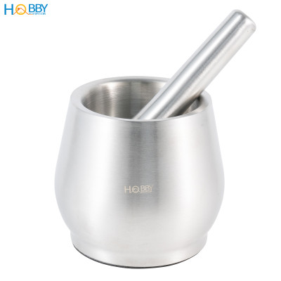Chày cối inox 304 không rỉ có đế giảm ồn và nắp Hobby home decor CI1