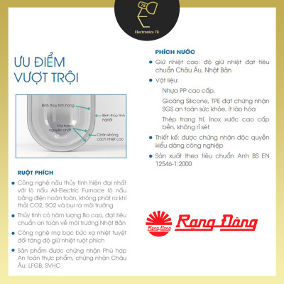 Phích giữ nhiệt Inox cao cấp Rạng Đông - 2045 ST3.E [2 Lít - Nút ấn rót nước - Đế xoay 360 độ]