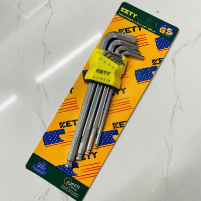 Bộ Lục Giác Thép Nâu Đầu Bi 9 Cây Chữ L 1.5-10mm , Chất liệu thép CR-V6150 - Bộ lục giác Yeti