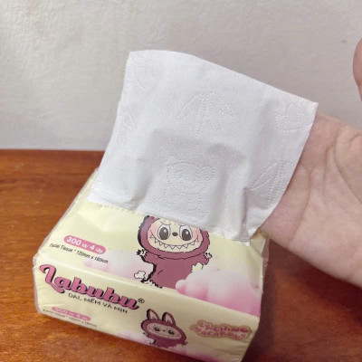 Phụ kiện nhà bếp -Combo 10 bịch giấy ăn Labubu 300 tờ - 4 lớp  / 1 gói siêu mềm mại siêu dai tiết kiệm và an toàn