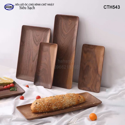 Đĩa Hình Chữ Nhật Dài Gỗ Óc Chó HAHANCO Nhập Khẩu Mỹ Nguyên Khối - hàng Xuất Khẩu Châu Âu - CTH543 - đựng đồ ăn/trang trí - đĩa bánh mì/trái cây/ bít tết/ pizza/ phụ kiện chụp ảnh, bày món ăn trong nhà hàng - Sang trọng trên bàn ăn