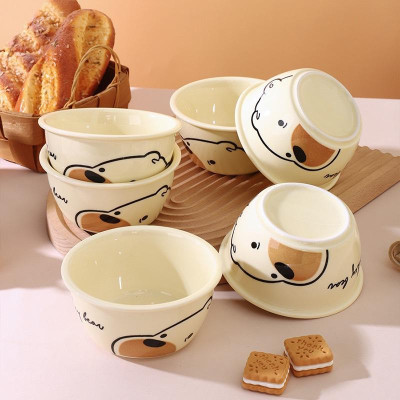Bộ Bát Đĩa Thương Hiệu GOSU Họa Tiết Gấu Vàng Nước Men Sáng Đẹp Chất Lượng Cao