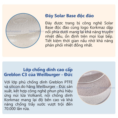 Chảo chống dính Korkmaz Granita 24 cm - 2 lít