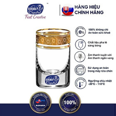Bộ 6 ly uống rượu mạnh mạ vàng Tiệp Khắc 24k 035 ml