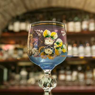 Bộ 6 ly rượu vang đắp nổi mạ vàng  24k Tiệp Khắc 150ml