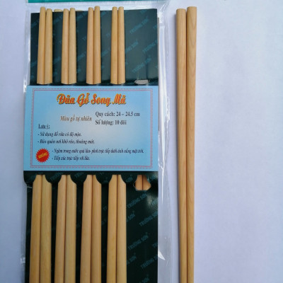 Đũa Gỗ - Đũa Gỗ Song Mã - Đồ Dùng Nhà Bếp Chất Lượng Cao (10 Đôi / Vỉ)