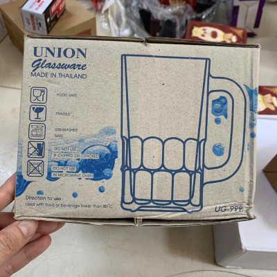 Bộ 6 cốc uống bia có quai UNION Thái Lan, hàng dày dặn, cao cấp, sáng bóng