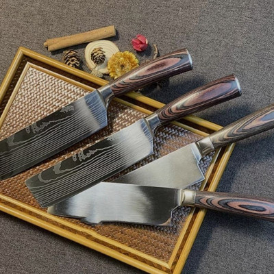 3 KIỂU MẪU DAO BẾP NHẬT SANTOKU THÉP DAMASCUS NHẬT BẢN CAO CẤP