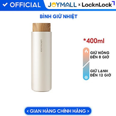 Bình giữ nhiệt Lock&Lock Flat 400ml màu trắng LHC4227WHT - Hàng chính hãng, có khay lưới lọc trà, nắp nhựa kiểu gỗ - JoyMall