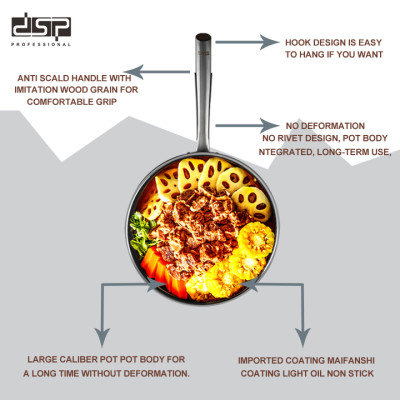Chảo sâu lòng sử dụng công nghệ phủ chống dính là khoan khắc bề mặt inox 304 cao cấp DSP - Có 2 kích thước 32cm và 34cm - HÀNG NHẬP KHẨU