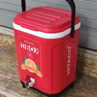 Bình Đựng Đá 20L Có Vòi, Quai Xách – Giữ Nhiệt Tốt, Hình Vuông Cao Chân Đế Chắc  Dùng Đựng Nước Thực Phẩm Đa Năng