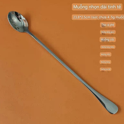 Sét 6 thìa muỗng cà phê khuấy đồ uống inox cao cấp - dài 24cm
