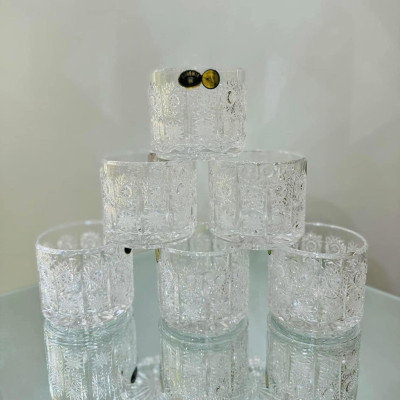 Set 6 cốc pha lê mài Bohemia hoa văn M57  - SX tại Séc. Hàng chính hãng