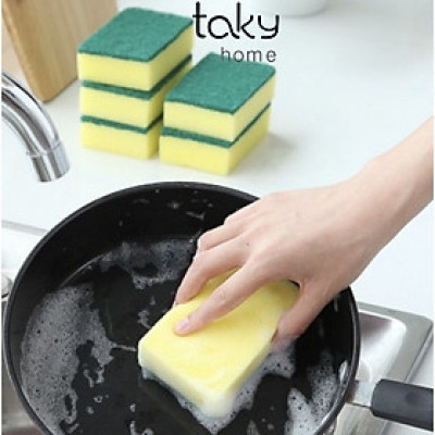 COMBO 2 Miếng Rửa Chén Bát Đĩa, Cọ Đa Năng 2 Mặt Xanh Vàng, Rửa Đánh Xoong Nồi Chảo, Sạch Sẽ, Tiện Dụng Nhà Bếp Gia Đình - TakyHome 5150set2