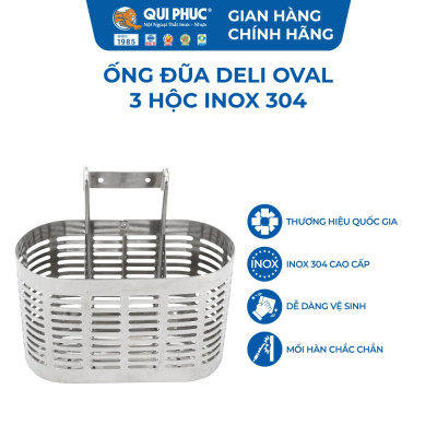 [Chính hãng Qui Phúc] Ống đũa inox 304 Oval 3 ngăn, chống hoen gỉ, an toàn, thiết kế sang trọng