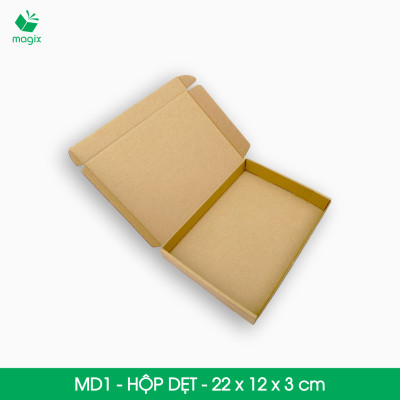 MD1 - 22x12x3 cm - 50 Thùng hộp carton trơn đóng hàng 