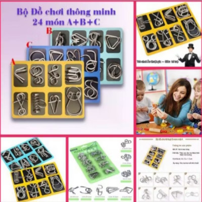 BỘ 3 HỘP 24 CÁI MÓC KHÓA TRÍ TUỆ GIẢI ĐỐ TRÍ THÔNG MINH CHO CÁC BÉ HỌC TẬP