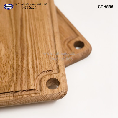 Thớt hình chữ nhật gỗ Sồi Mỹ (OAK) có rãnh bao quanh tiện dụng (CTH556) hàng Xuất Khẩu Châu Âu - khay bánh mì/trái cây/ bít tết/ pizza/ phụ kiện chụp ảnh, bày món ăn trong nhà hàng - Sang trọng trên bàn ăn - HAHANCO