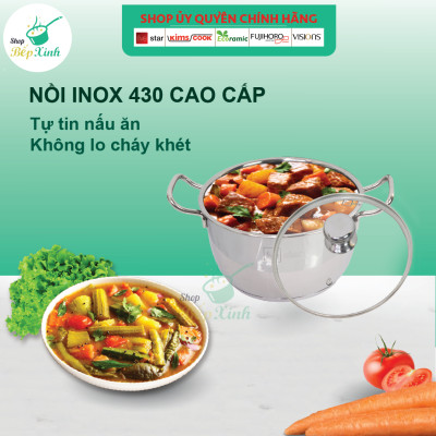 Bộ nồi xửng cao cấp Fivestar 4 món 3 đáy từ , nắp kính ( tặng 1 sạn inox )