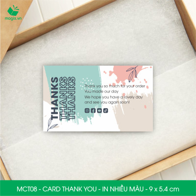 MCT08 - 9x5.4 cm - 50 Card Thank you, Thiệp cảm ơn khách hàng, card cám ơn cứng cáp sang trọng