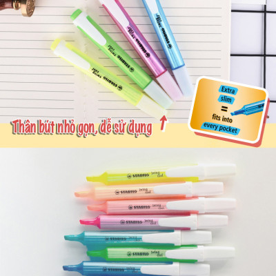 Hộp 10 bút dạ quang STABILO swing cool 275 - Tím phấn (155)